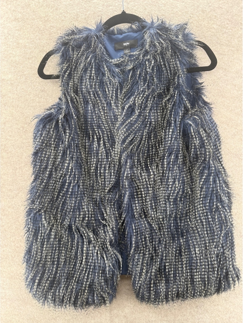 Wild Fable Blue Faux Fur Shag Vest Open Front Women’s SP
